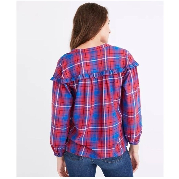 MADEWELL
Plaid Ruffle Shirt In Warm Berry‎ - Picture 2 of 7